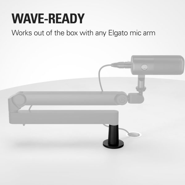 Elgato Wave Desk Plate – Flange Mount for Elgato Mic Arms, Easy Screw-In Setup, No Clamps or Cutouts, Holds Microphones Ultra-Stable, 1/4" Mounting Thread – For Wooden Desks & Tables